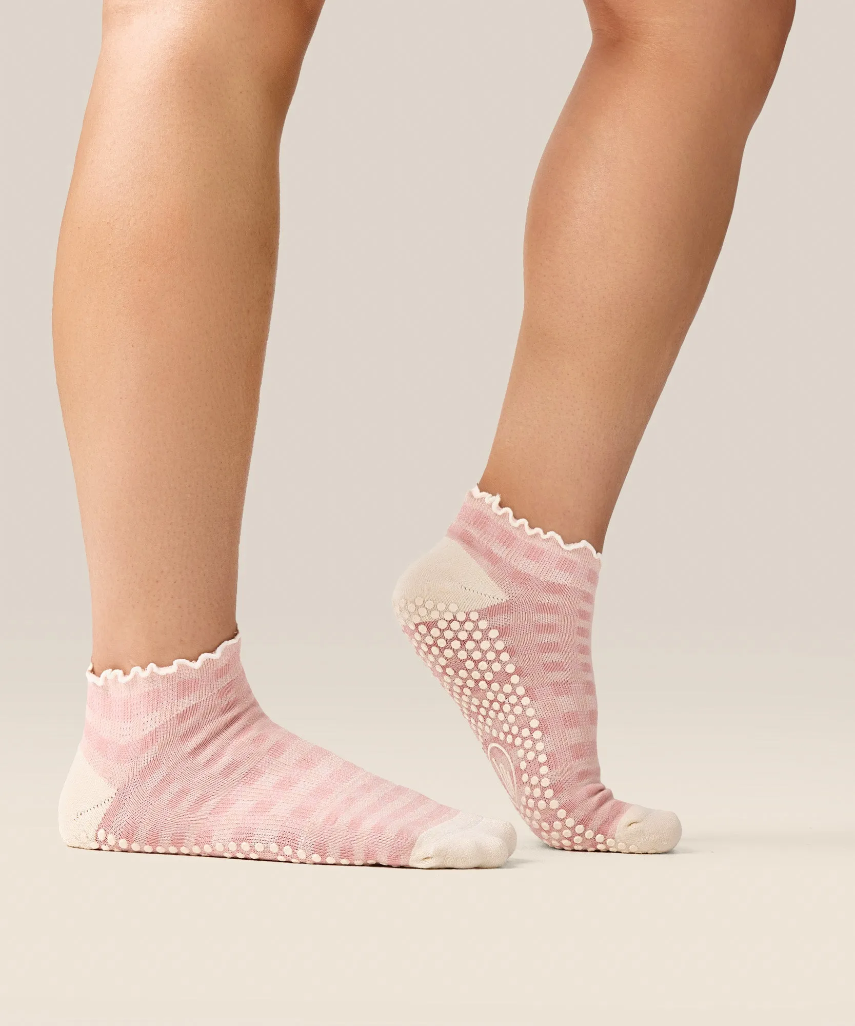 Low Rise Grip Socks - Gingham Frill Rose sold by MoveActive product image thumbnail 3