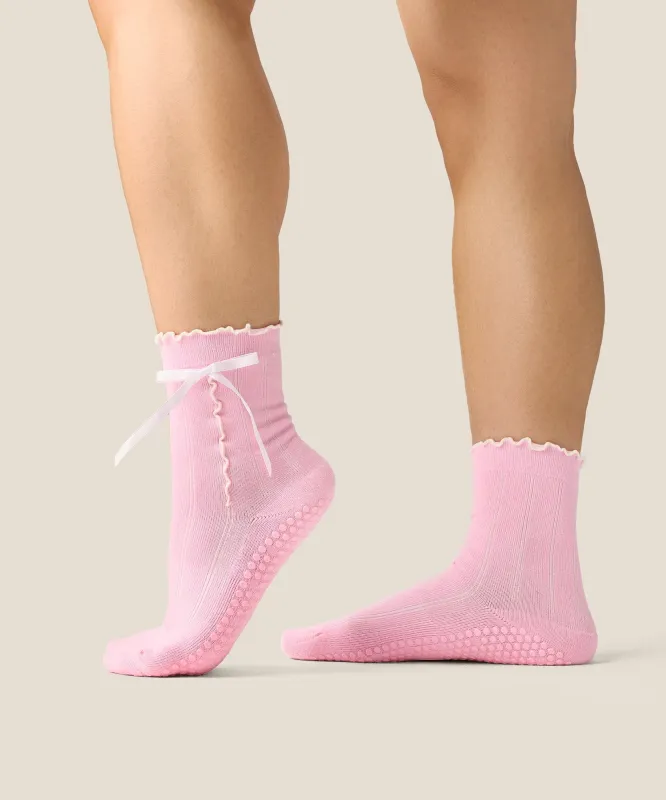 Crew Grip Socks - Sweet Bow Pink made by MoveActive