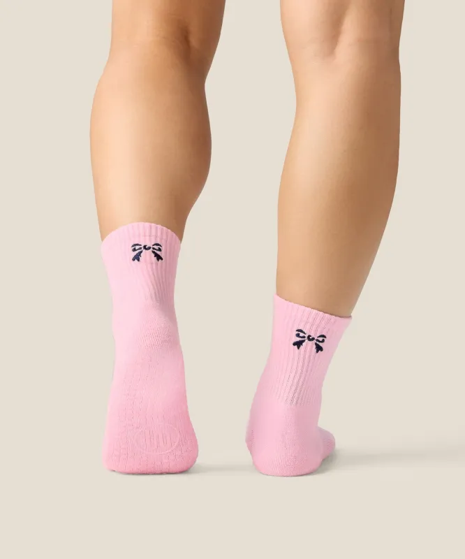 Crew Grip Socks - Darling Bow Pink made by MoveActive