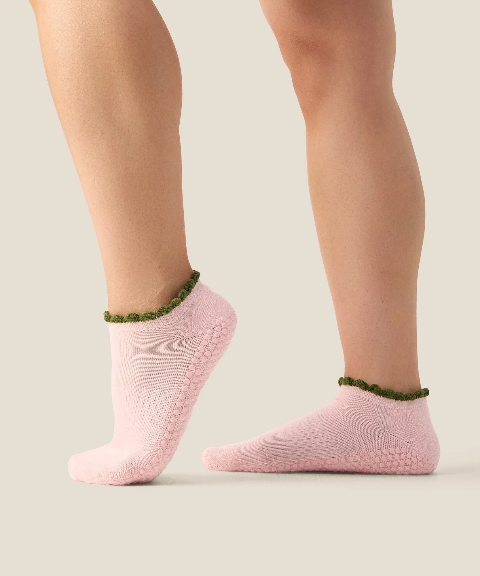 Low Rise Grip Socks - Ruffle Blush sold by MoveActive