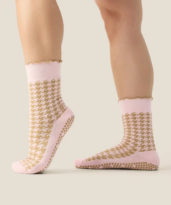 Crew Grip Socks - Houndstooth Blush made by MoveActive