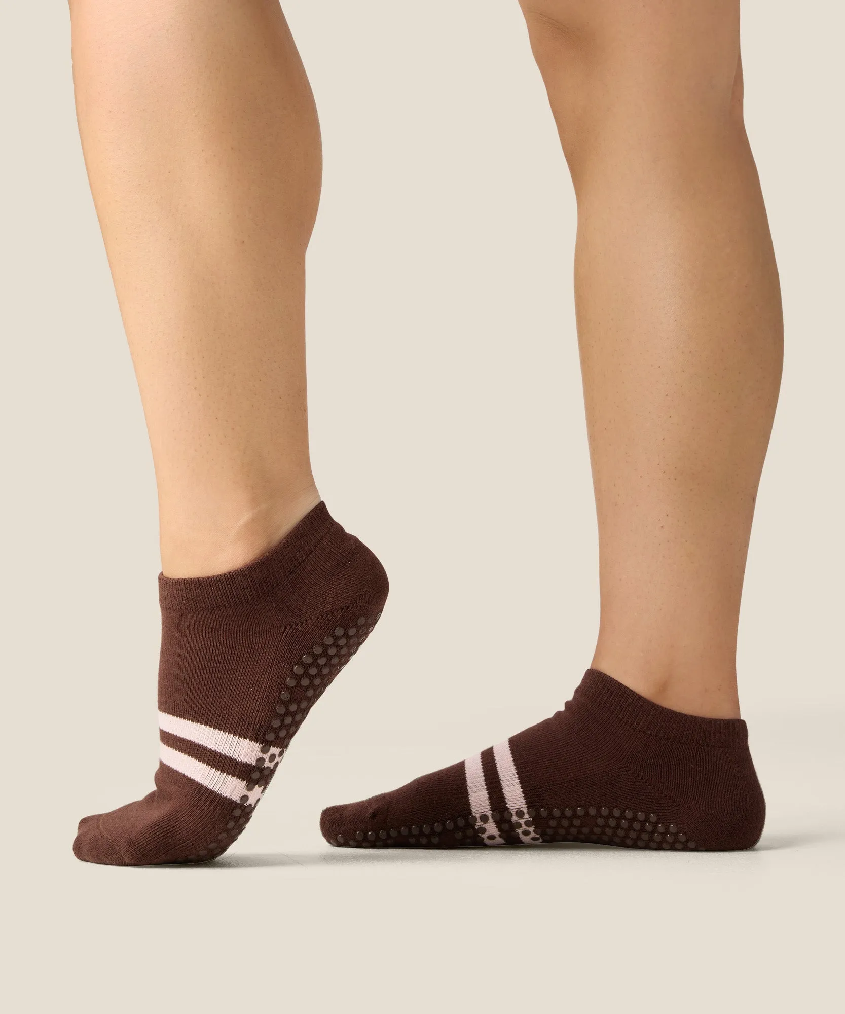Low Rise Grip Socks - Stripe Espresso sold by MoveActive