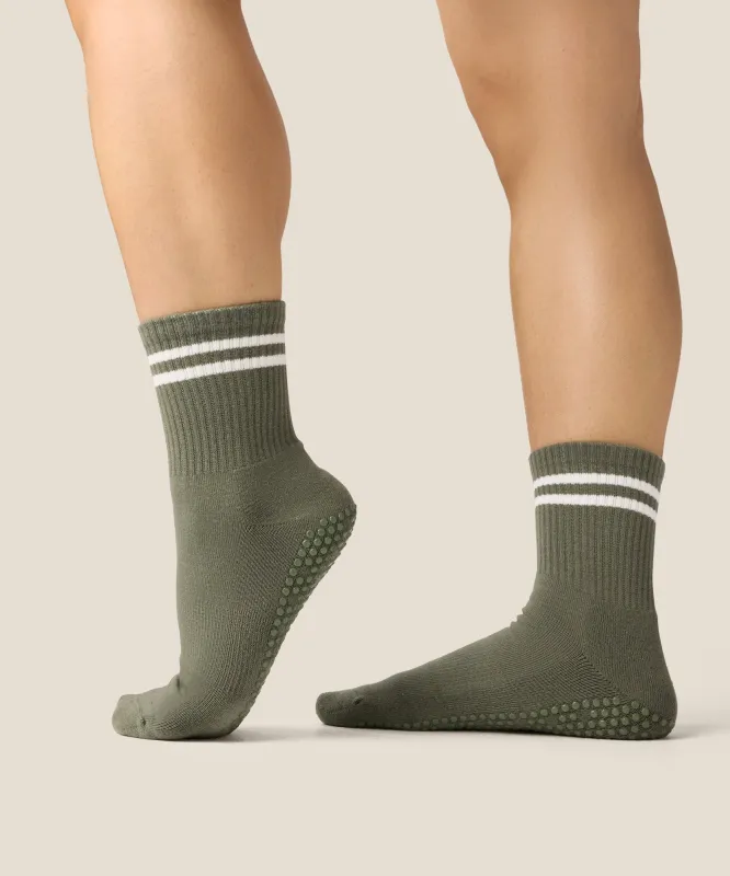 Crew Grip Socks - Sporty Stripe Khaki made by MoveActive
