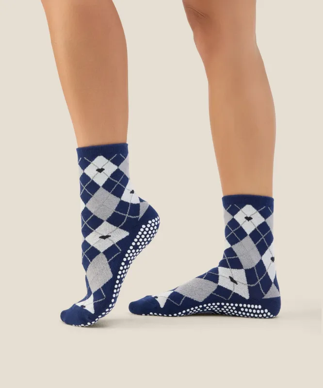 Crew Grip Socks - Argyle Navy made by MoveActive