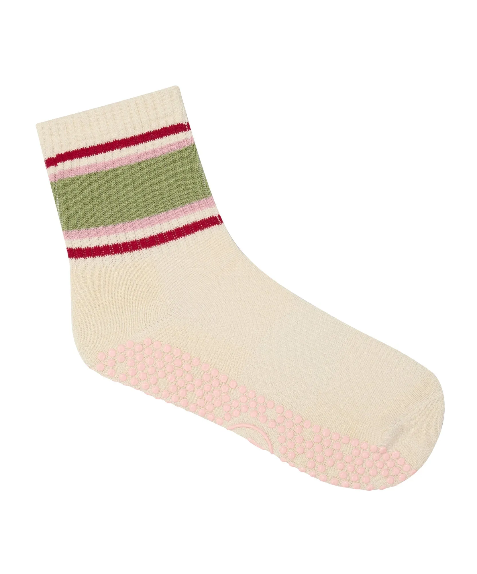 Crew Non Slip Grip Socks - Stripe Vanilla & Sage sold by MoveActive product image thumbnail 3