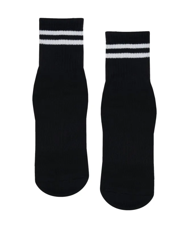 Crew Non Slip Grip Socks - Sporty Stripe Black sold by MoveActive