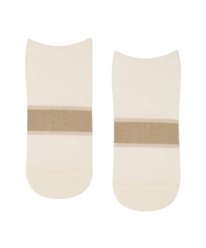Classic Low Rise Grip Socks - Cocoa Stripes sold by MoveActive