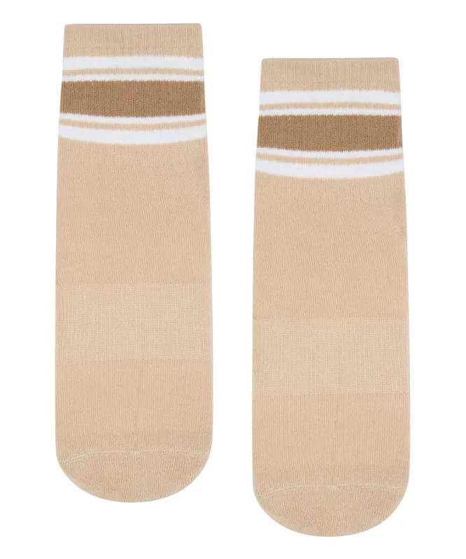 Crew Non Slip Grip Socks - Beige Stripes sold by MoveActive