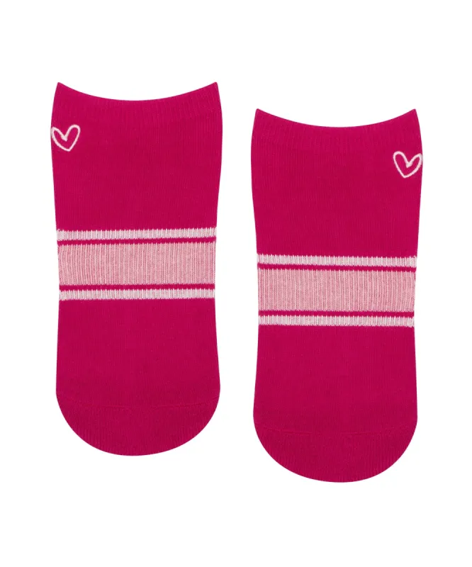 Classic Low Rise Grip Socks - Fuchsia Stripes sold by MoveActive