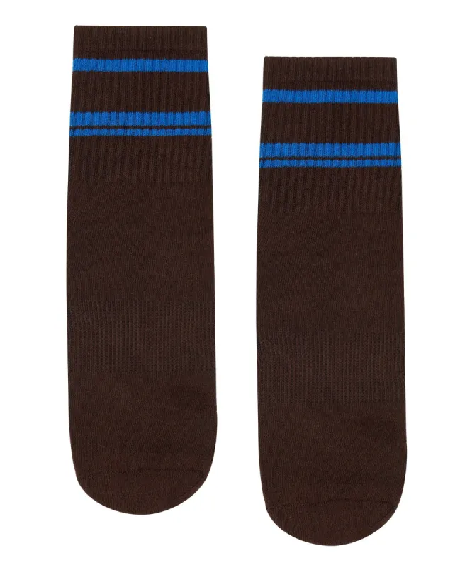 Crew Non Slip Grip Socks - Mocha Strokes sold by MoveActive