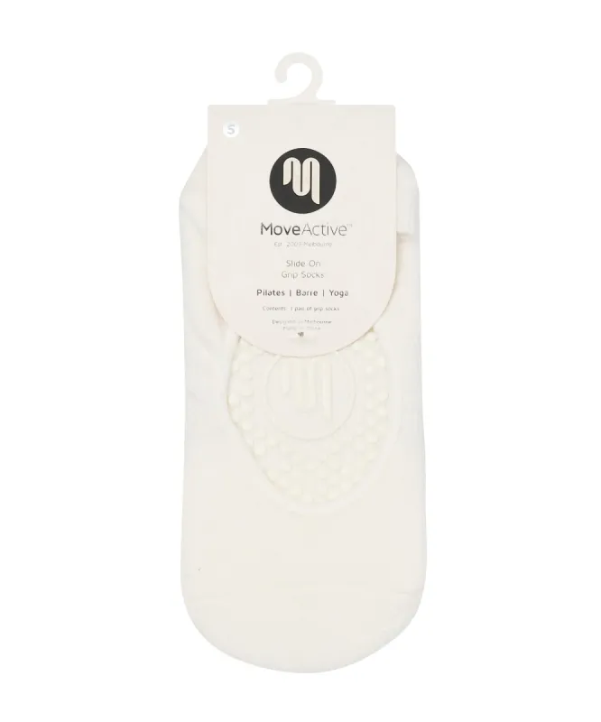 Slide On Non Slip Grip Socks - Ivory sold by MoveActive