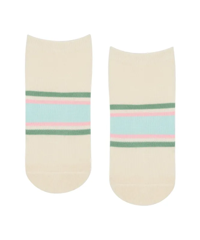 Classic Low Rise Grip Socks - Fleur Stripes sold by MoveActive