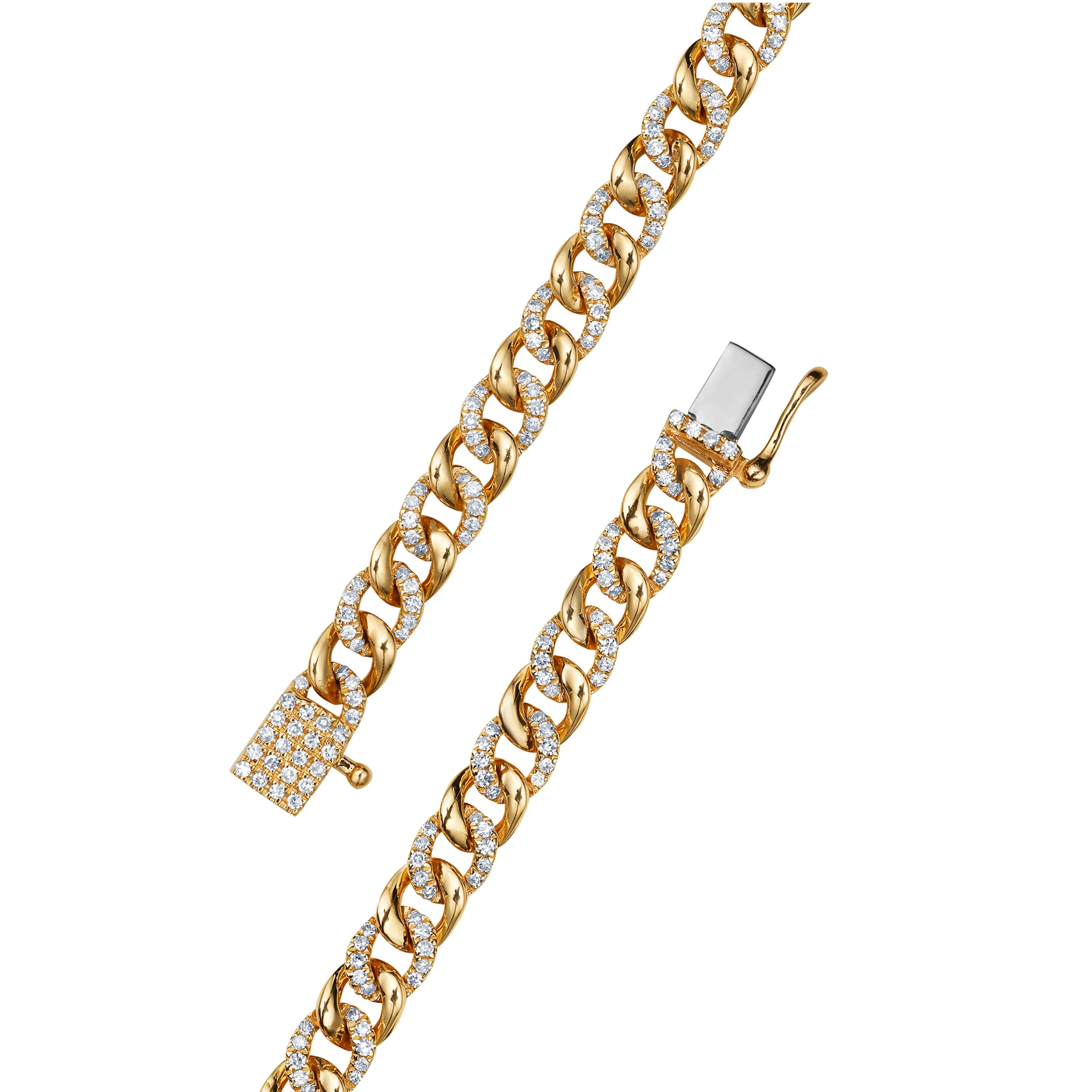 Cuban Link Bracelet in Yellow Gold with Diamonds sold by Promise By Effy product image thumbnail 4