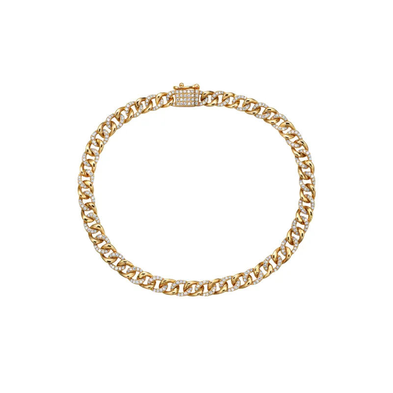 Cuban Link Bracelet in Yellow Gold with Diamonds sold by Promise By Effy