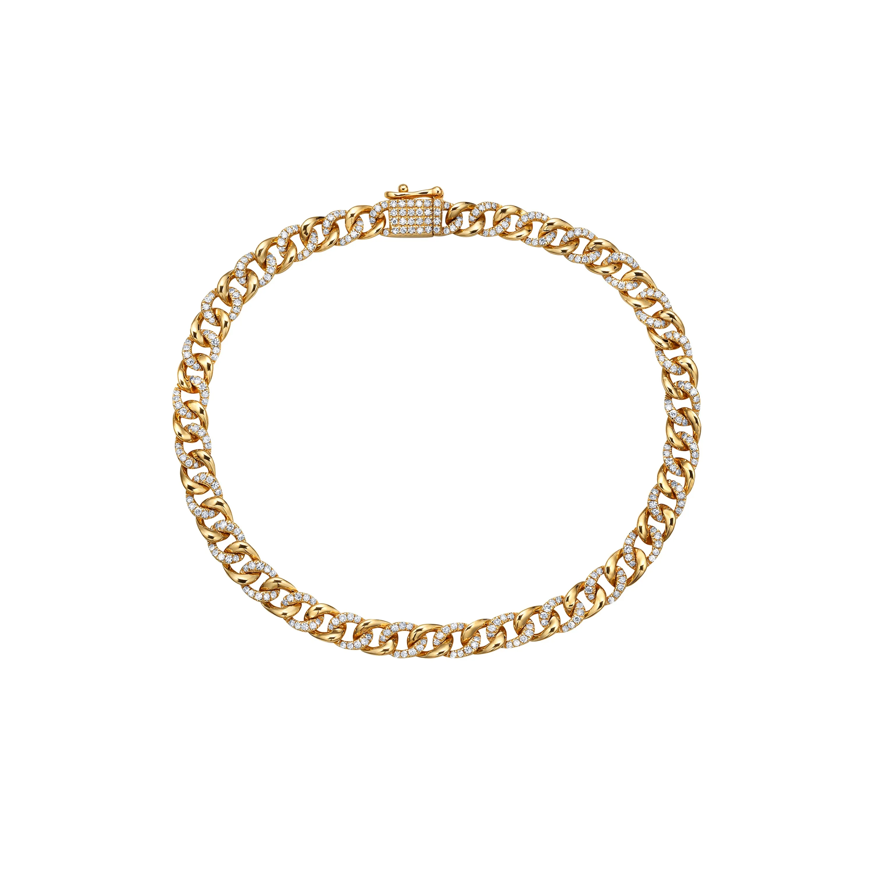 Cuban Link Bracelet in Yellow Gold with Diamonds sold by Promise By Effy