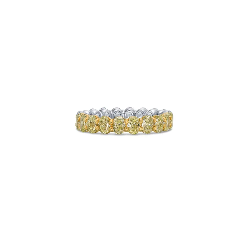 Half & Half Slim Eternity Band with Yellow and White Diamonds made by Promise By Effy