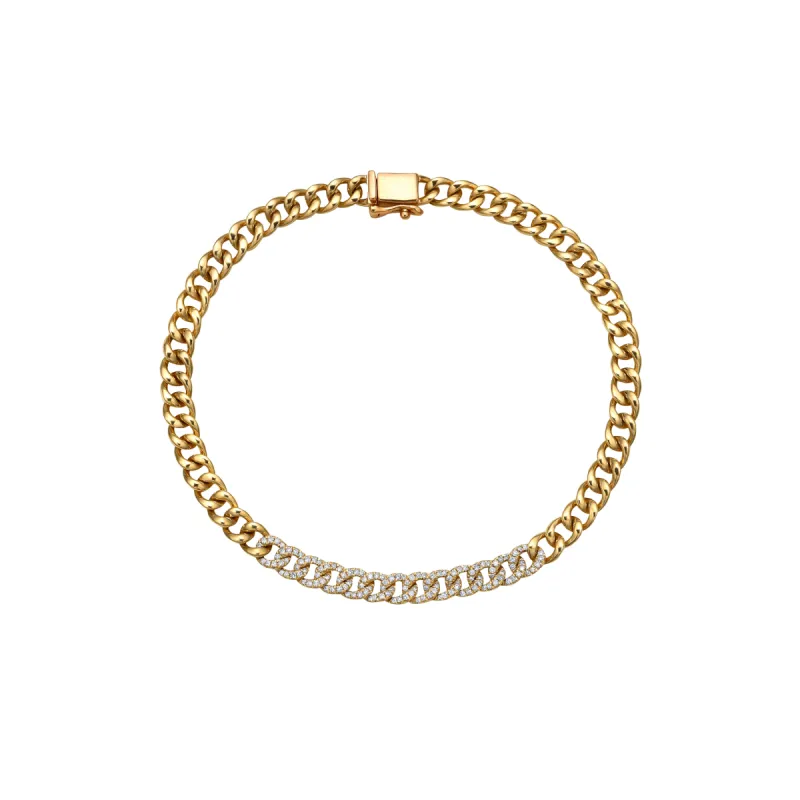 Cuban Link Bracelet in Yellow Gold with Diamonds sold by Promise By Effy