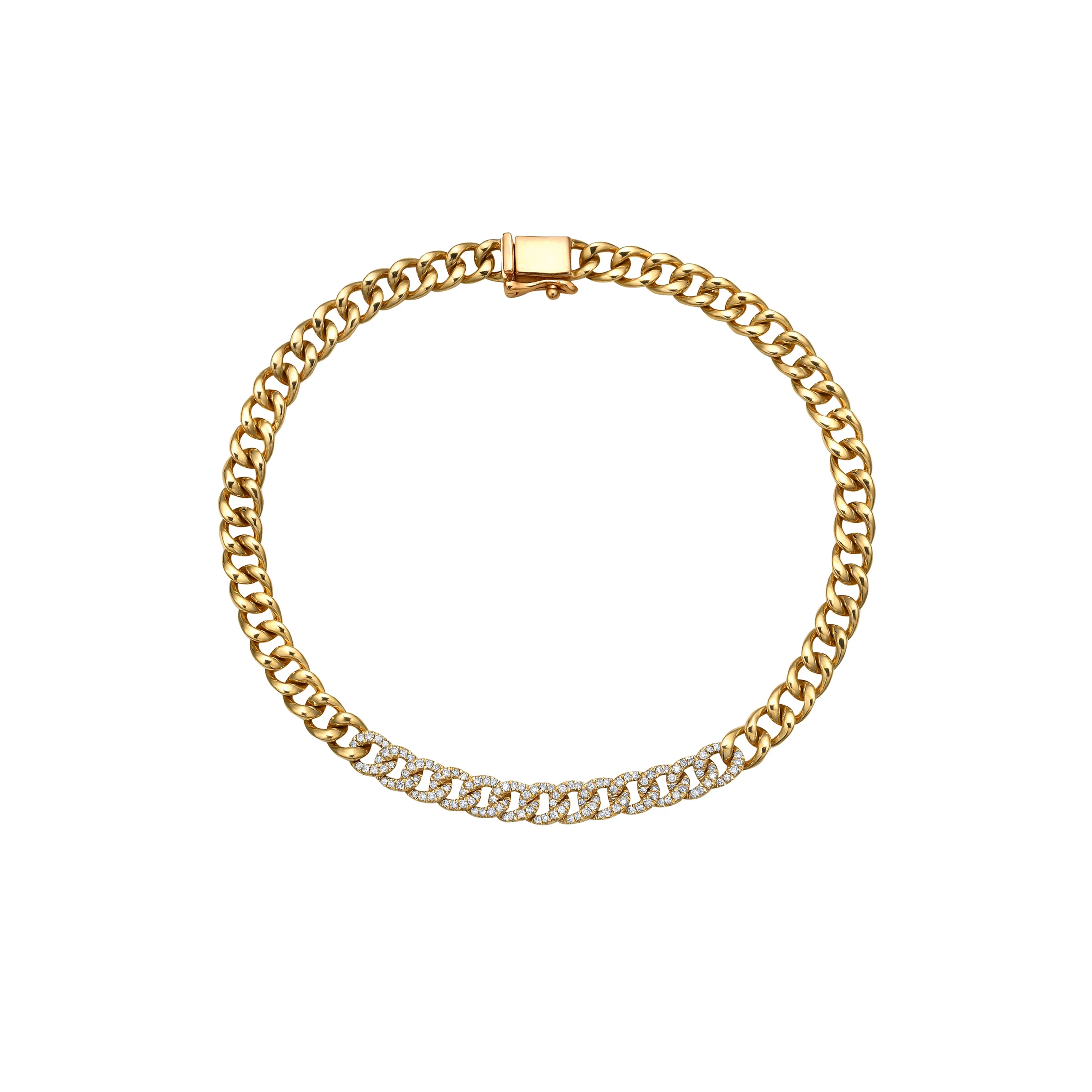 Cuban Link Bracelet in Yellow Gold with Diamonds sold by Promise By Effy