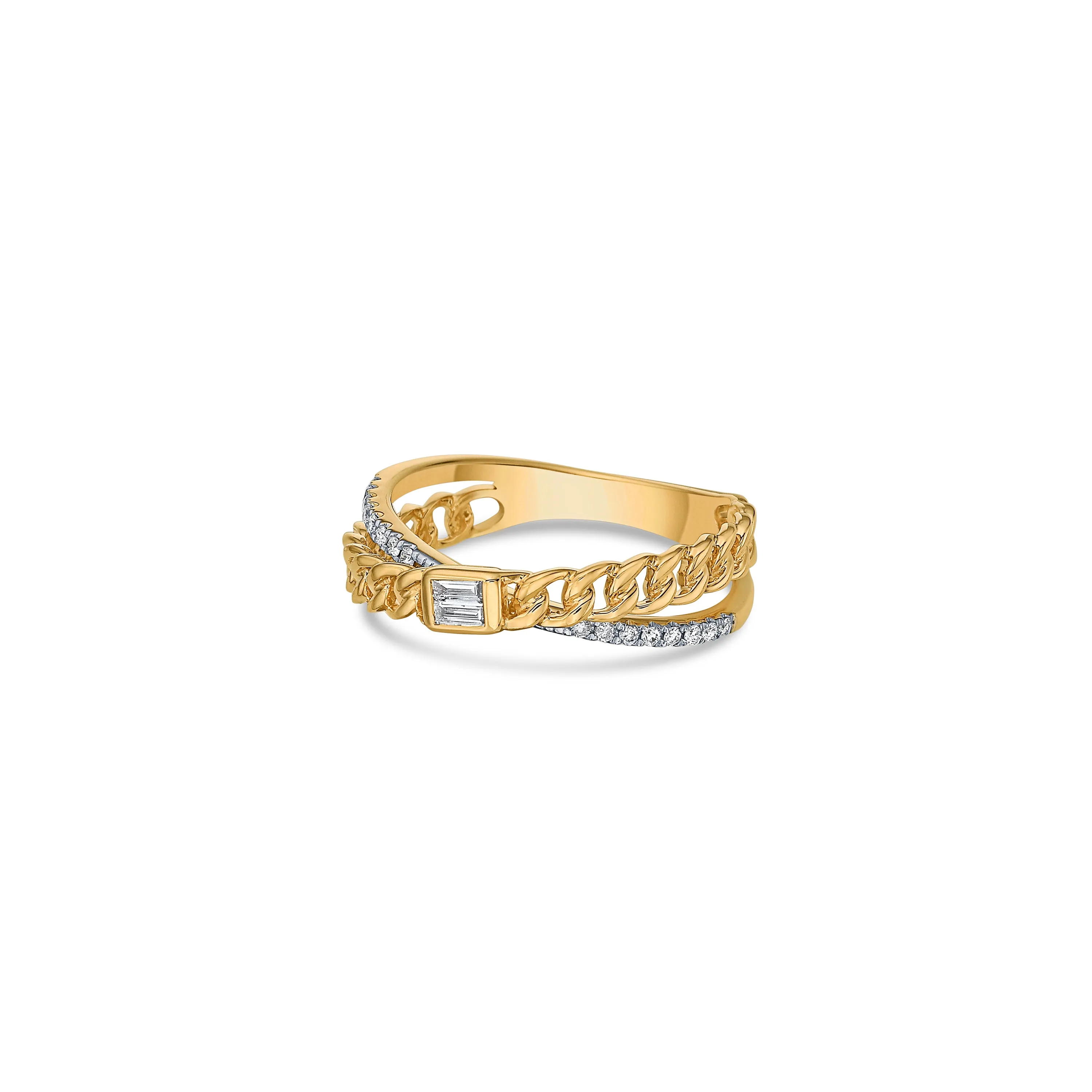 Chain Crossover Ring in Yellow Gold with Diamonds sold by Promise By Effy product image thumbnail 3