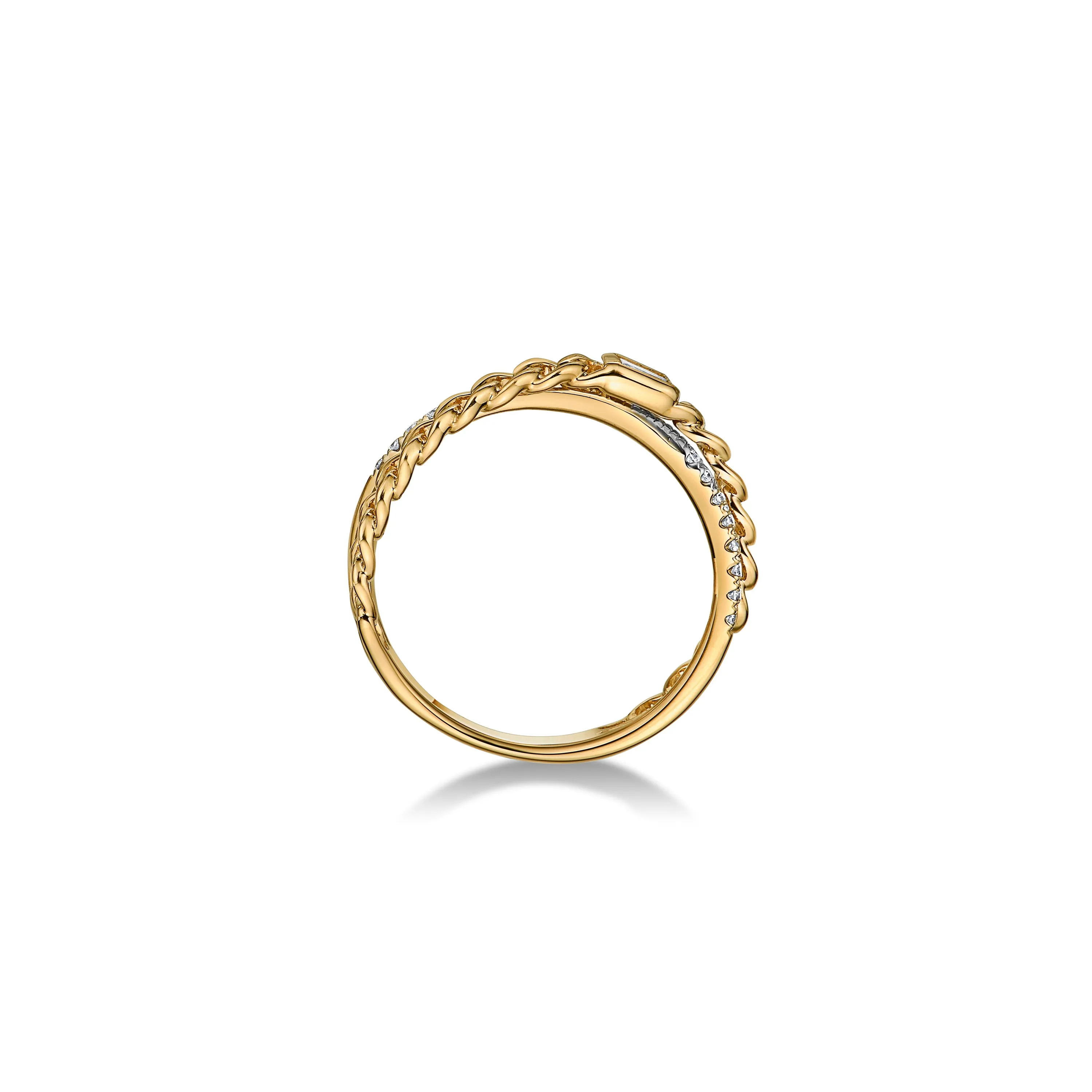 Chain Crossover Ring in Yellow Gold with Diamonds sold by Promise By Effy product image thumbnail 4