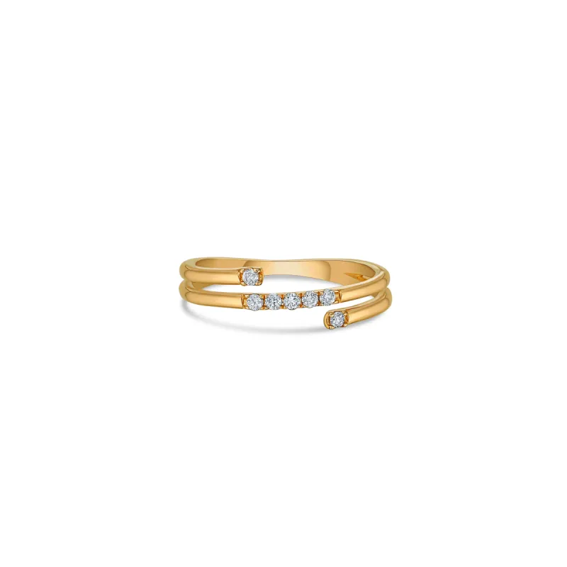 Pixel Wrap Line Ring in Yellow Gold with Diamonds sold by Promise By Effy