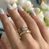 Pixel Wrap Line Ring in Yellow Gold with Diamonds sold by Promise By Effy