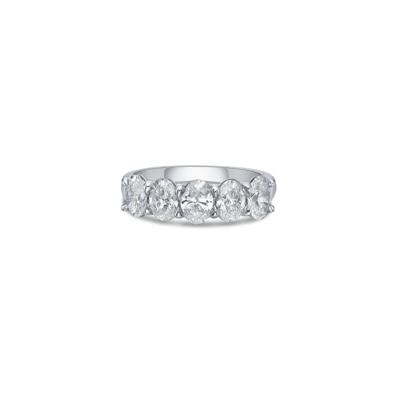 Five Stone Wide Band with Oval Cut Lab Diamonds sold by Promise By Effy