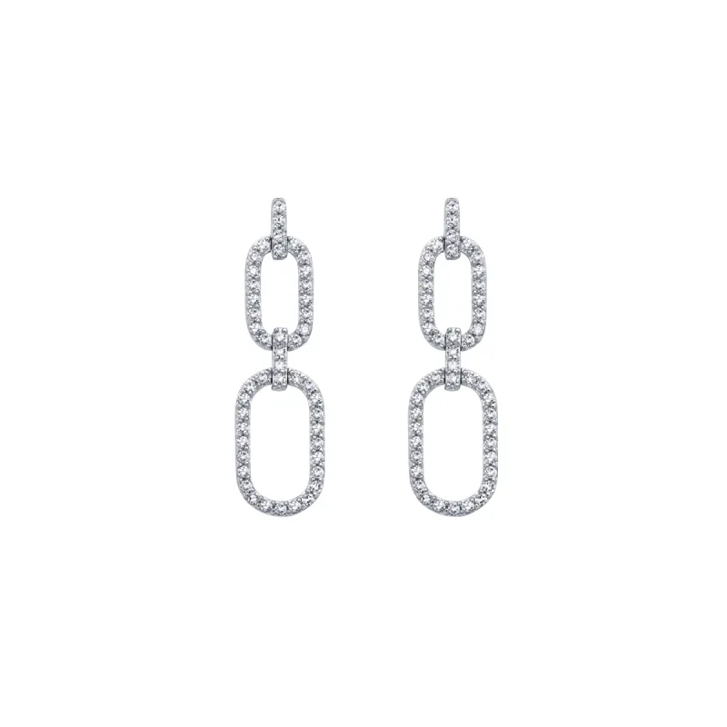 Paperclip Drop Earring in White Gold with Diamonds sold by Promise By Effy