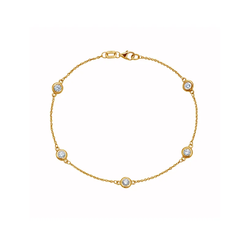 Station Bracelet in Yellow Gold with Diamonds sold by Promise By Effy