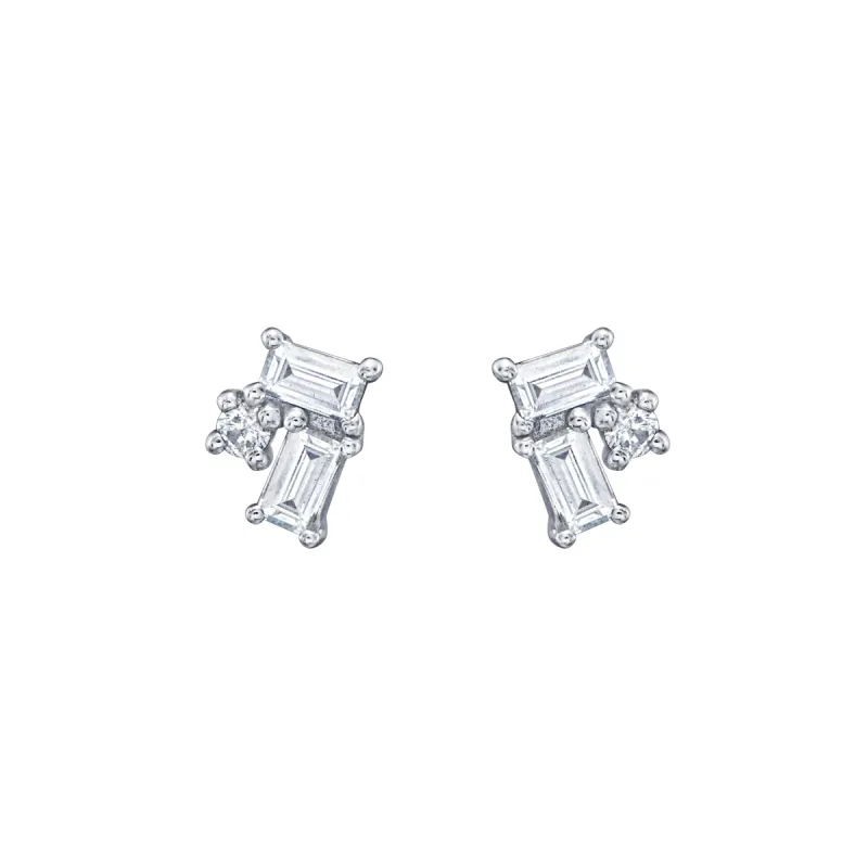 Mixed Shape Stud Earring in White Gold with Diamonds sold by Promise By Effy