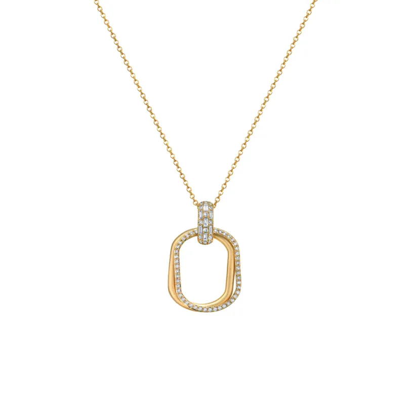 Paperclip Pendant Necklace in Yellow Gold with Diamonds sold by Promise By Effy