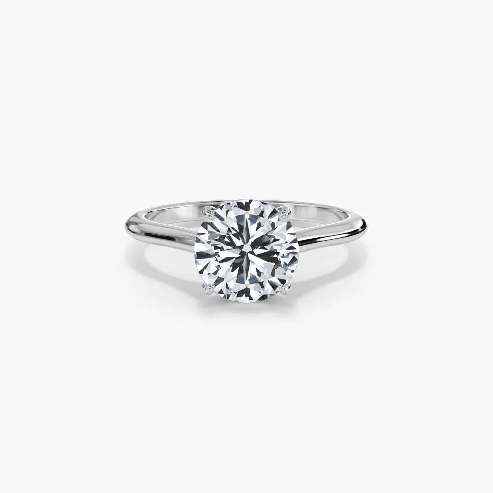 The Hidden Halo Plain Band Cathedral Lab Diamond Engagement Ring sold by Promise By Effy