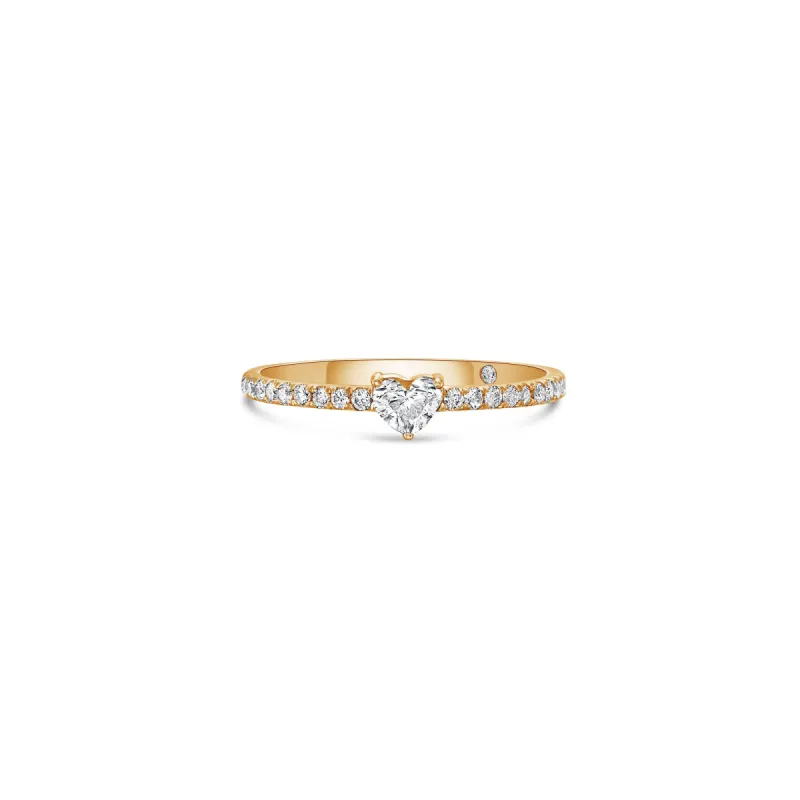 Line Pavé Stacking Ring with Heart and Round Lab Diamonds sold by Promise By Effy