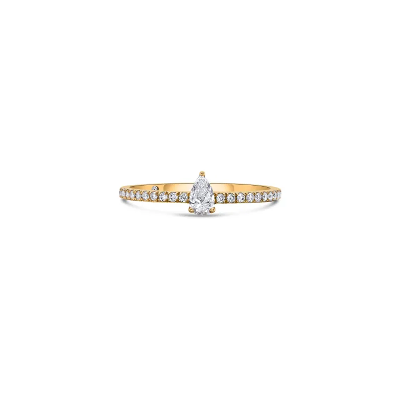 Line Pavé Stacking Ring with Pear and Round Lab Diamonds sold by Promise By Effy