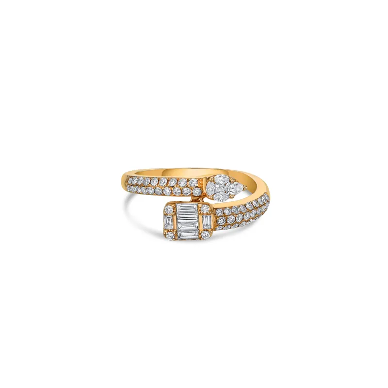 Bypass Ring in Yellow Gold with Diamonds sold by Promise By Effy