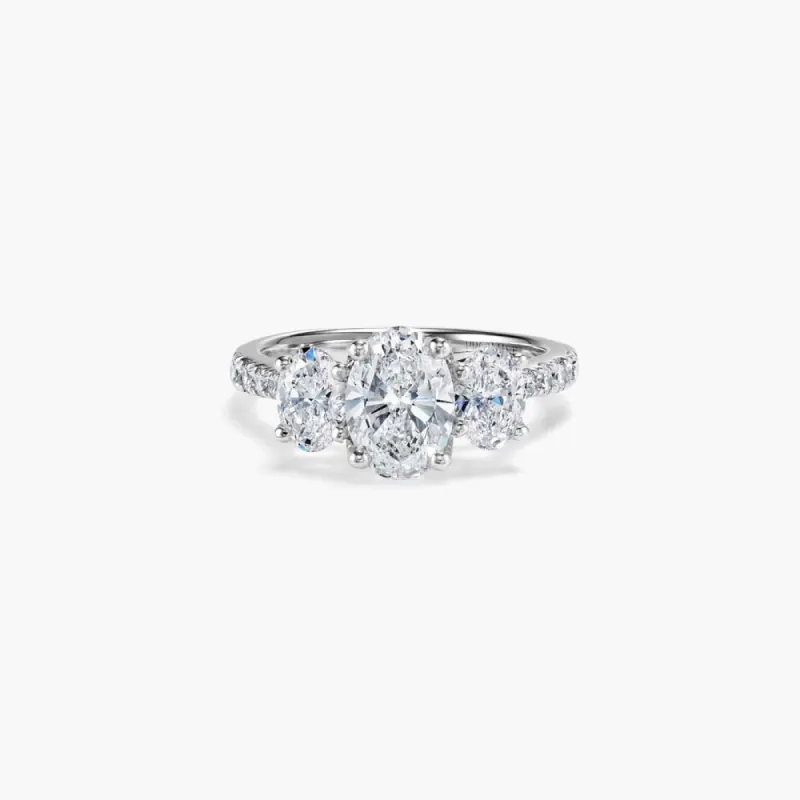 The Three Stone Oval Lab Diamond Engagement Ring sold by Promise By Effy