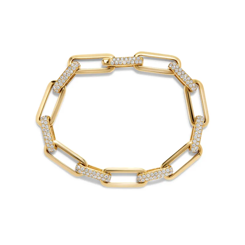 Paperclip Bracelet in Yellow Gold with Diamonds sold by Promise By Effy