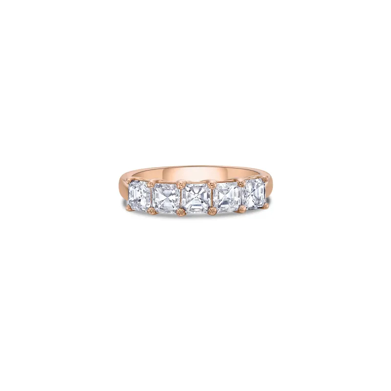 Five Stone Classic Band with Asscher Cut Lab Diamonds sold by Promise By Effy