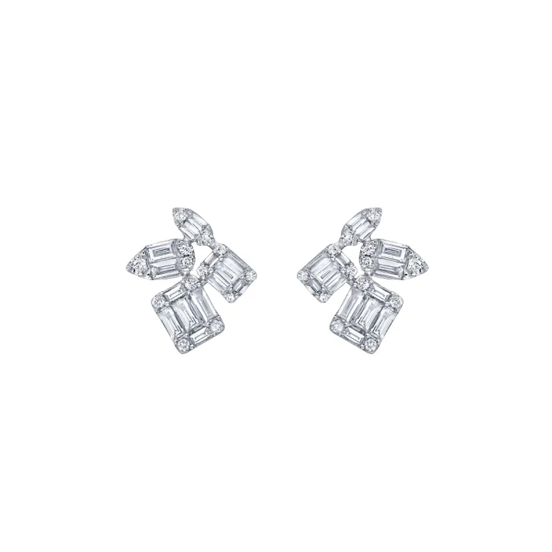 Mixed Shape Stud Earring in White Gold with Diamonds sold by Promise By Effy