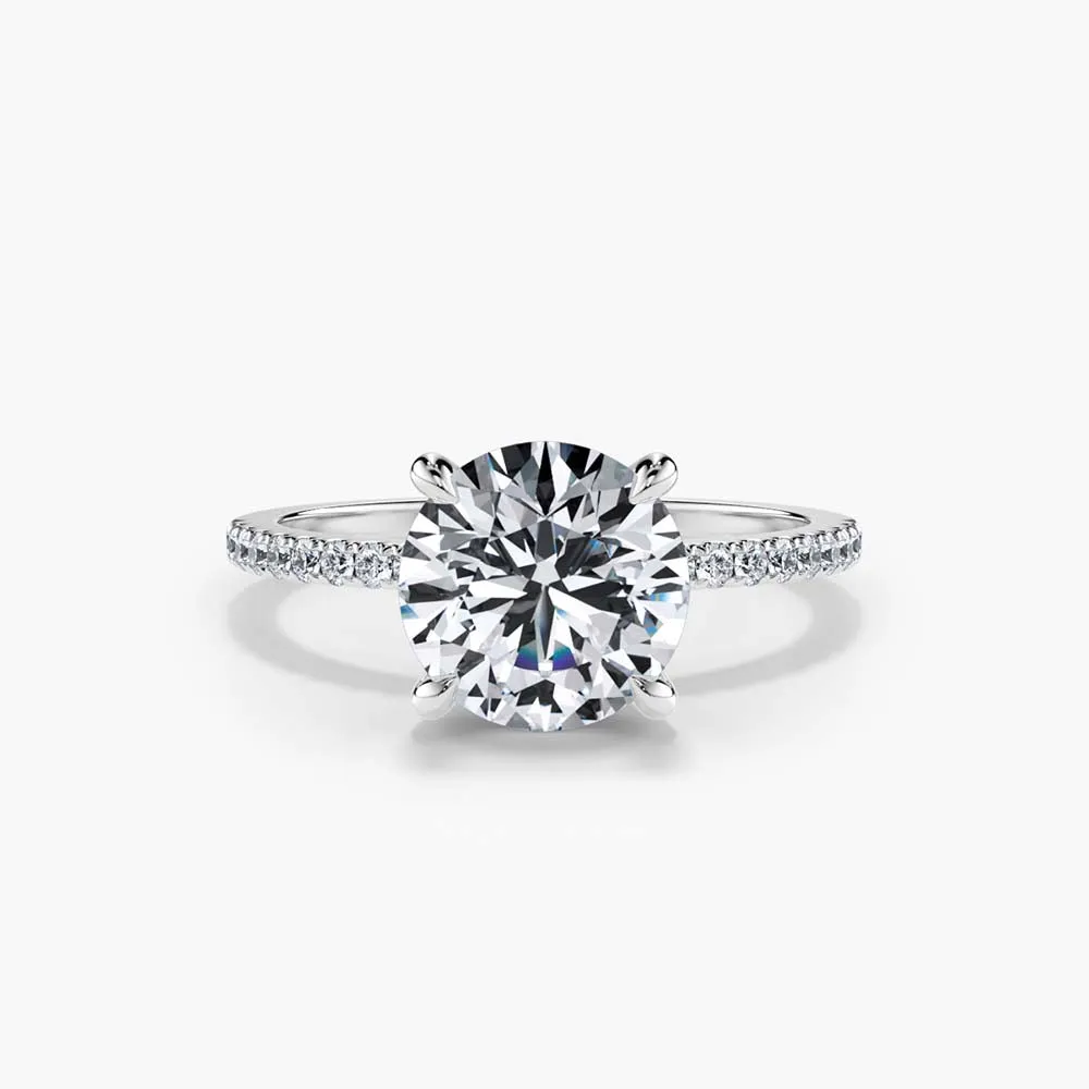 The Hidden Halo Pavé Band Lab Diamond Engagement Ring sold by Promise By Effy