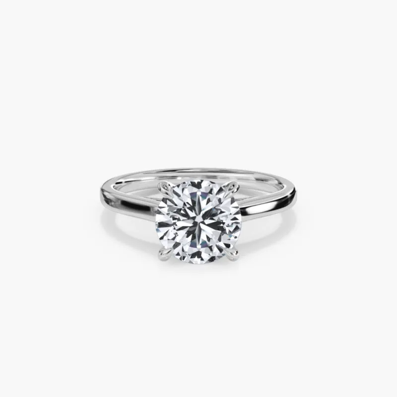The Hidden Halo Plain Band Cathedral Lab Diamond Engagement Ring sold by Promise By Effy