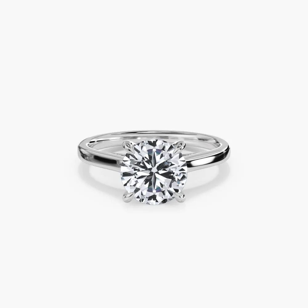 The Hidden Halo Plain Band Cathedral Lab Diamond Engagement Ring sold by Promise By Effy