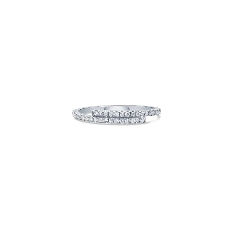 Pixel Wrap Line Ring in White Gold with Diamonds sold by Promise By Effy