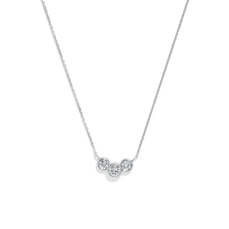 Bezel Trio Necklace in White Gold with Diamonds sold by Promise By Effy