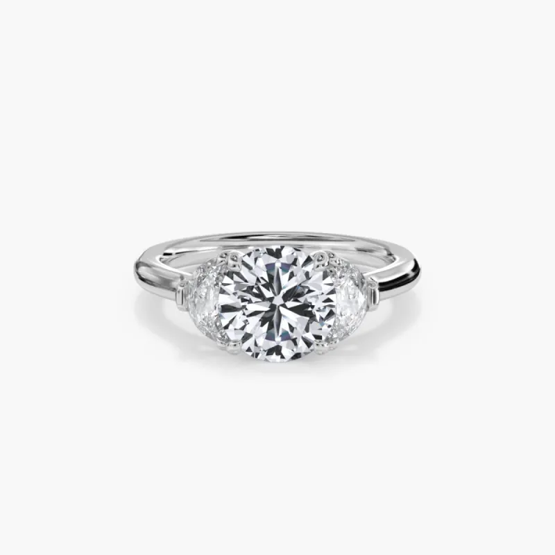 The Half Moon Three Stone Lab Diamond Engagement Ring sold by Promise By Effy