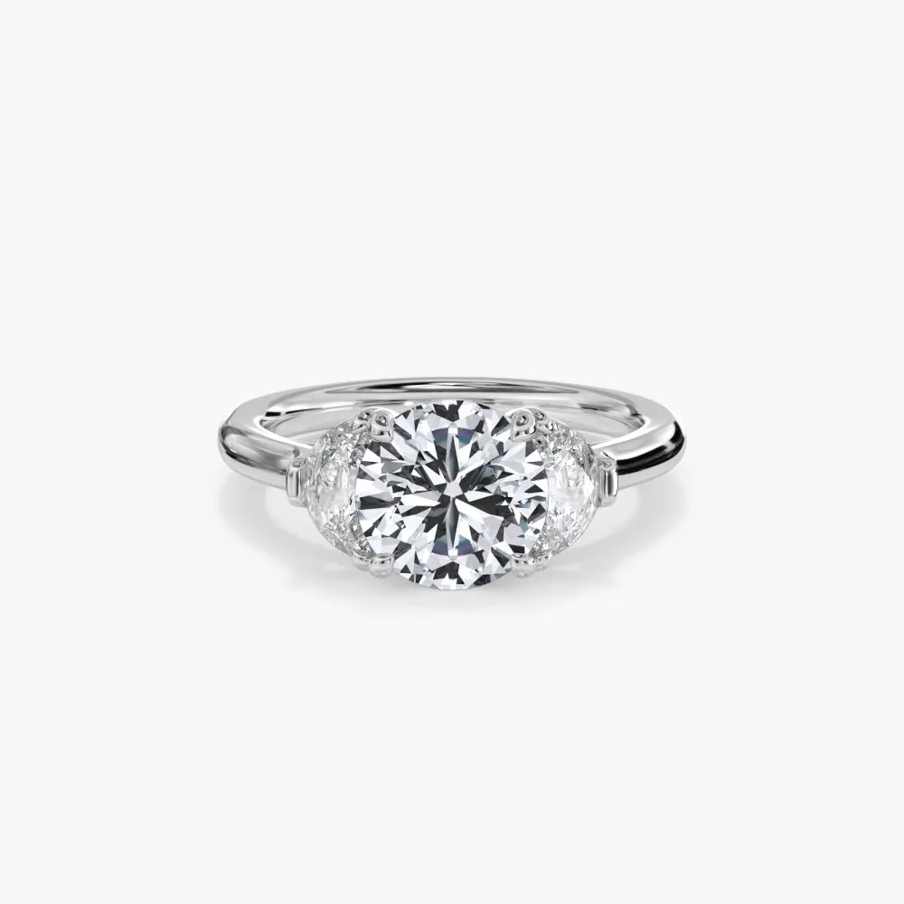 The Half Moon Three Stone Lab Diamond Engagement Ring sold by Promise By Effy