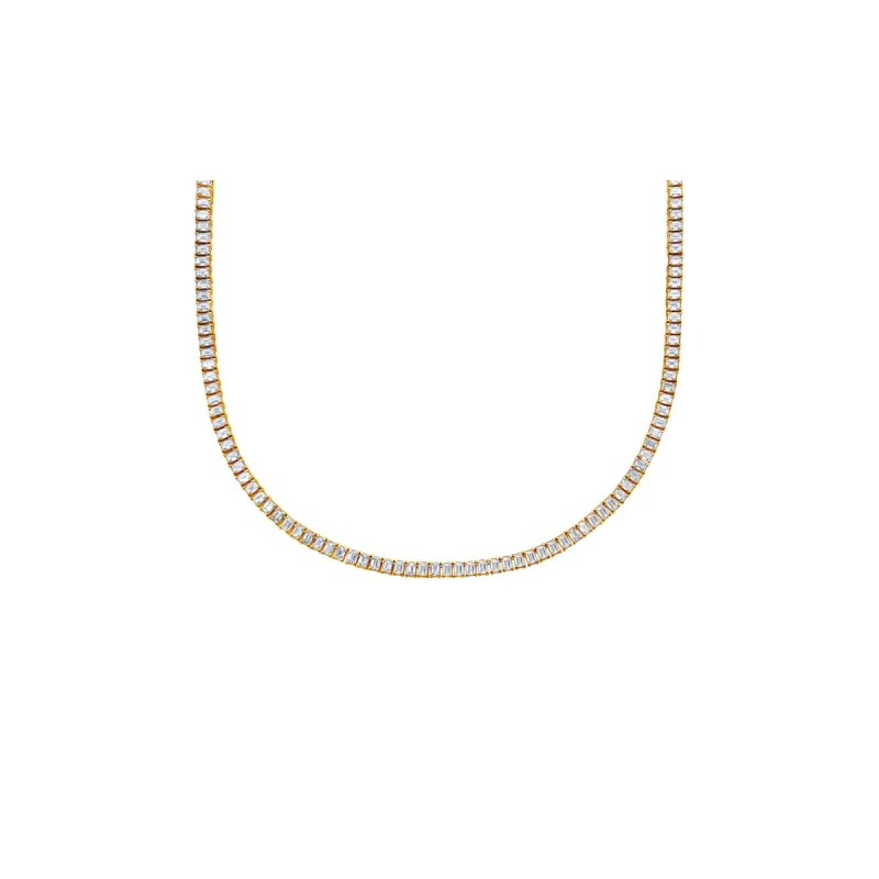 Slim Emerald Cut Full Tennis Necklace with Lab Diamonds sold by Promise By Effy