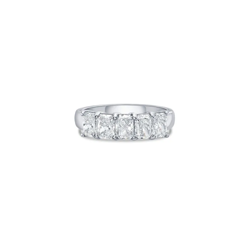 Five Stone Wide Band with Radiant Cut Lab Diamonds sold by Promise By Effy
