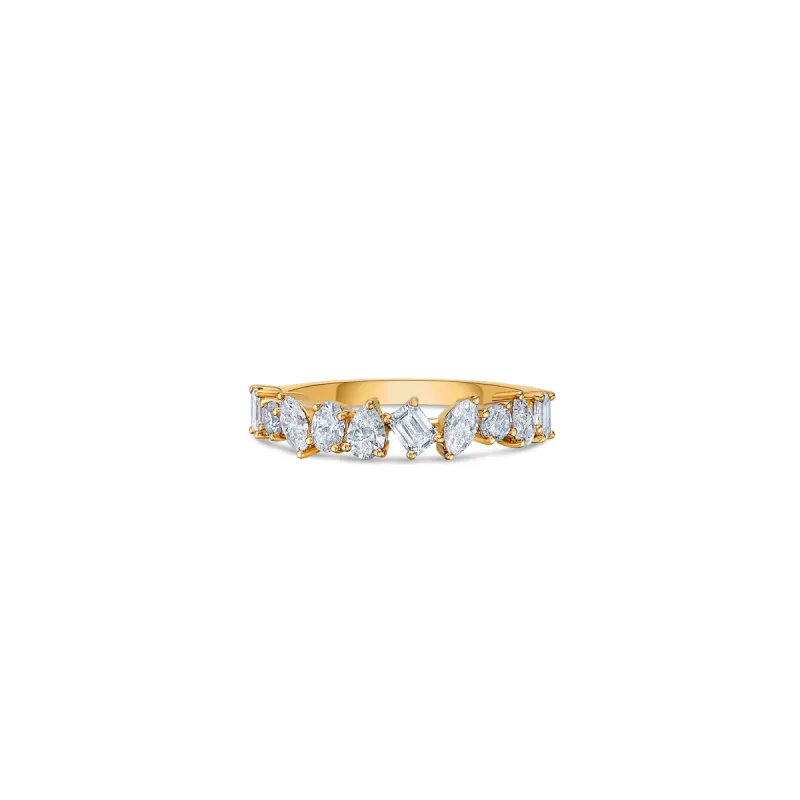 Mixed Shape Ring in Yellow Gold with Diamonds made by Promise By Effy