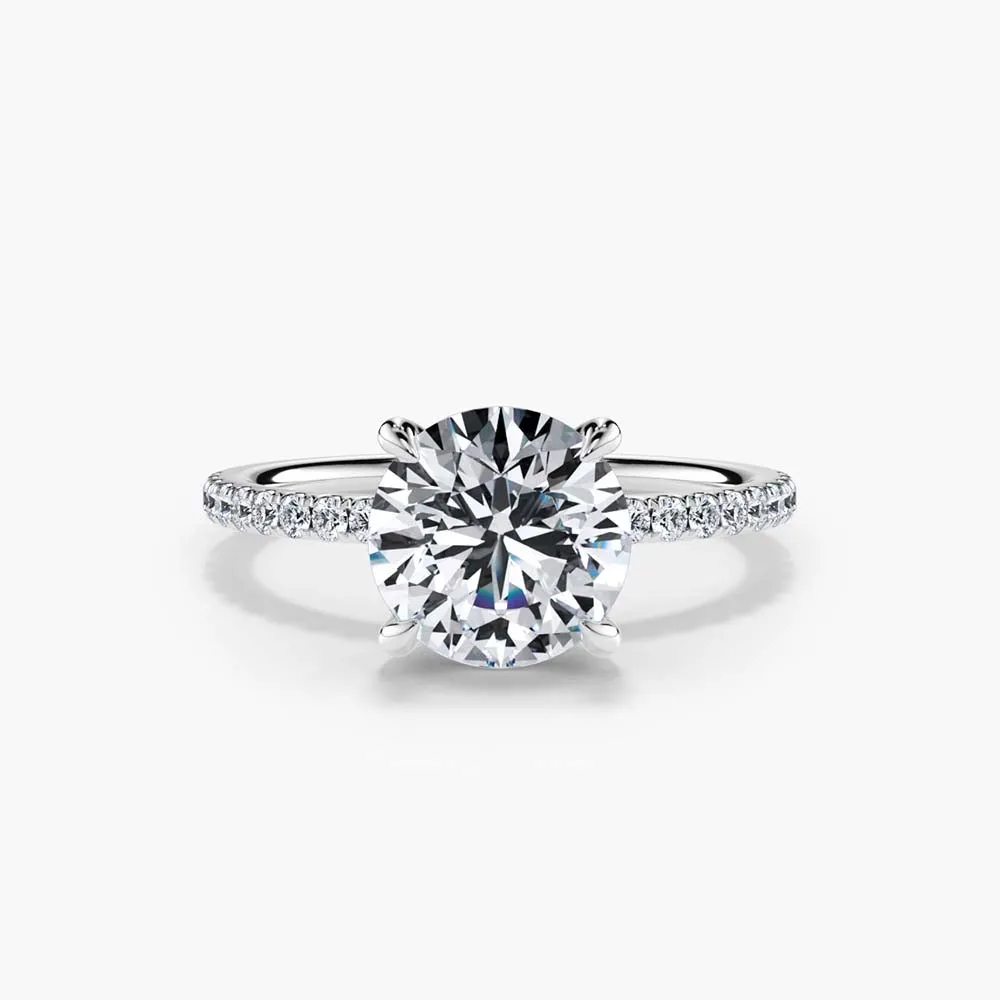 The Classic Solitaire Pavé Band Lab Diamond Engagement Ring sold by Promise By Effy